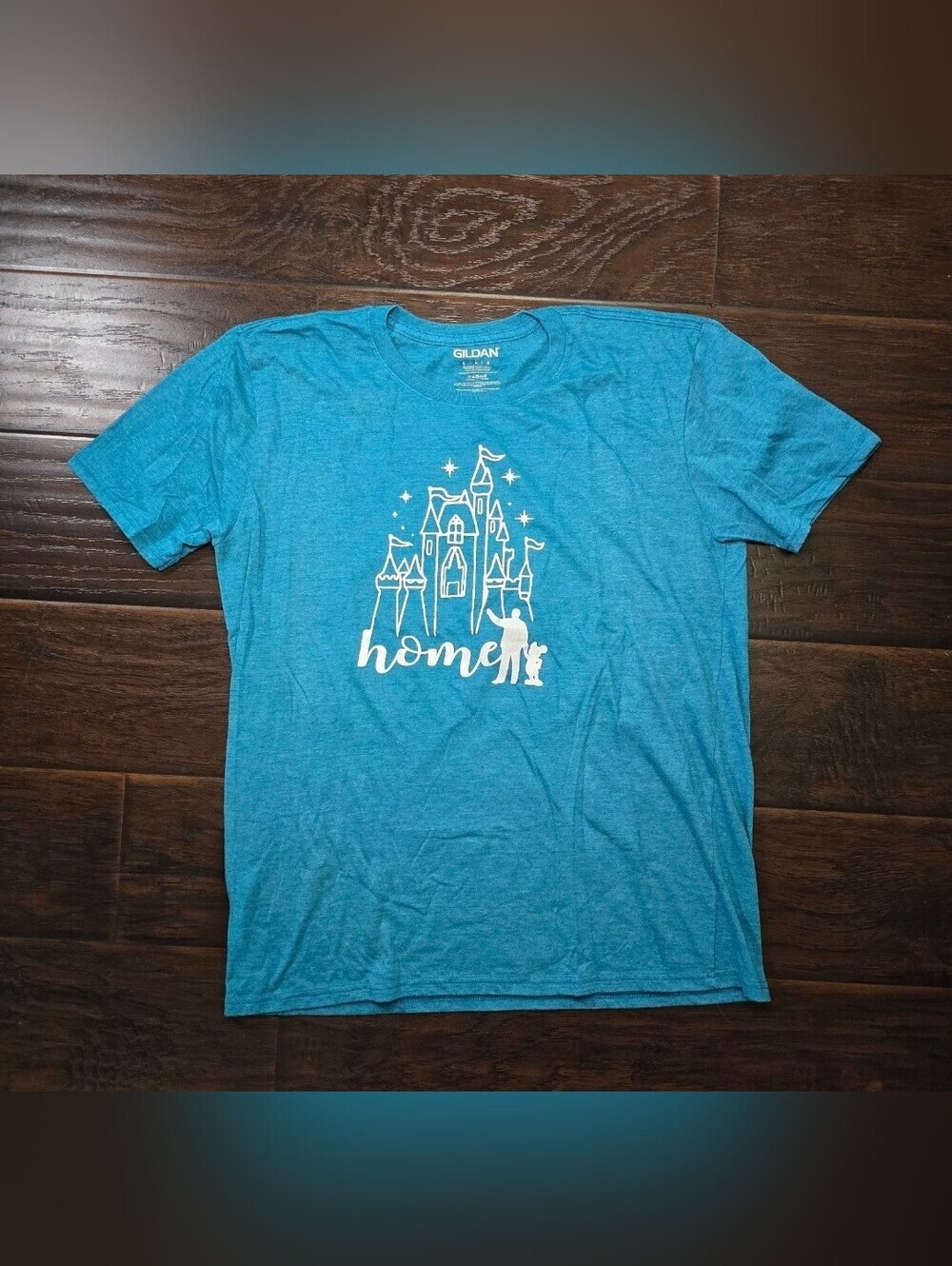 Disney Gildan Blue Castle Home Casual Short Sleeve Tee Shirt Large